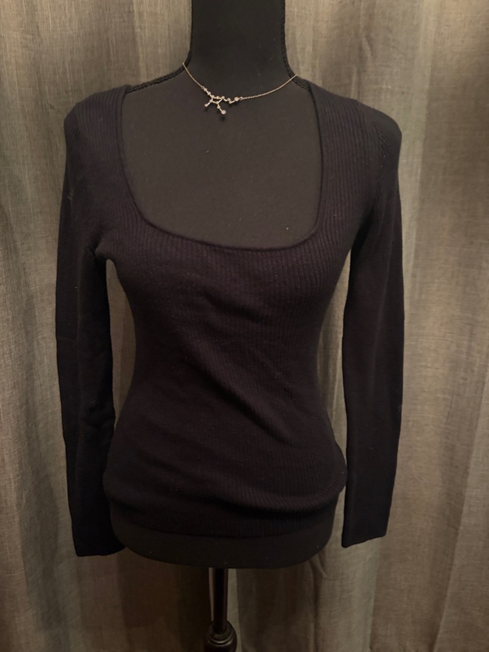 Banana Republic Black Ribbed Scoop Neck Top